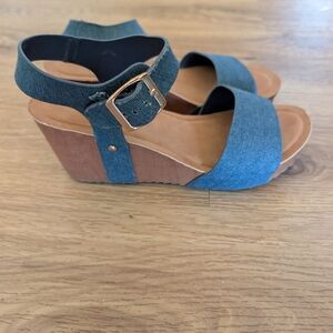 Denim Wedge Sandals